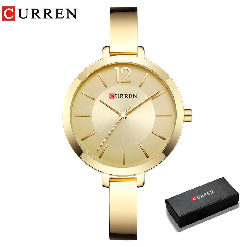 CURREN Fashion Gold Women Watches Stainless Steel Ultra Thin Quartz Watch Woman Romantic Clock Women's Watches Montre Femme