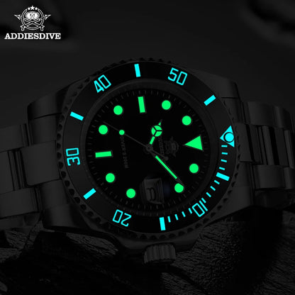 ADDIESDIVE Fashion Watch Stainless Steel Diver Watch 200M C3 Super Luminous Sport Luxury Watch reloj hombre Quartz Men Watch