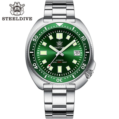 Steeldive SD1970 White Date Background 200M Wateproof NH35 6105 Turtle Automatic Dive Diver Watch