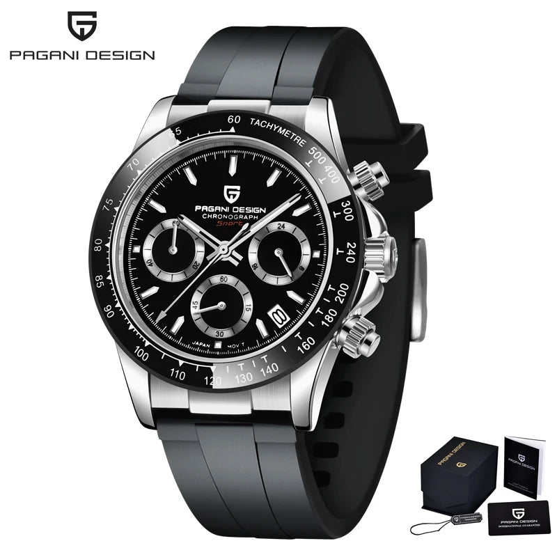 PAGANI DESIGN-Men's Quartz Watches, Sapphire, Automatic Date, Chronograph, Japan VK63, Waterproof Watch, Top Brand, New, 2024