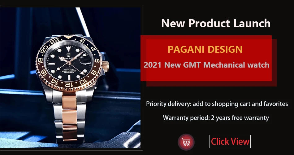 PAGANI DESIGN Men Automatic Watches Sapphire Glass 40mm Ceramic GMT Mechanical Wristwatch Top Brand Sports Waterproof Men Watch