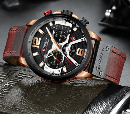 CURREN Casual Sport Watches for Men Top Brand Luxury Military Leather Wrist Watch Man Clock Fashion Chronograph Wristwatch