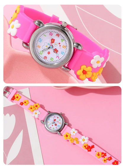 New Kids Watches Cartoon Watches Pink Silicone Quartz Wristwatch Birthday Gift Girl Boy Children Study Time Girl Watch Reloj