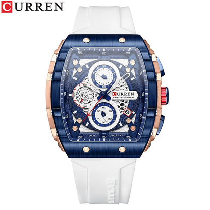 CURREN Top Brand Men's Watches Luxury Square Quartz Wristwatch  Waterproof Luminous Chronograph Watch for Men Date Clock