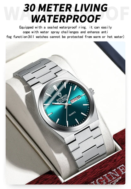 BINBOND Men's Watches Fine Steel Sport Fashion Original Quartz Watch for Man Waterproof Luminous Date Weel Gentleman Trend Relo