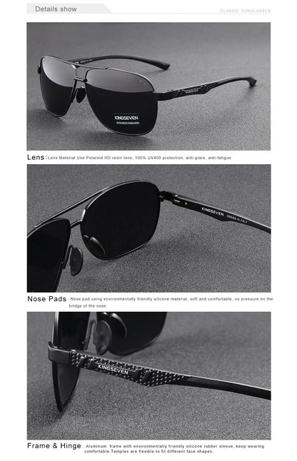 KINGSEVEN Polarized Aluminum Sunglasses Men UV400 HD Lens Pilot Eye Protection Photochromic Glasses Women Night Vision Eyewear