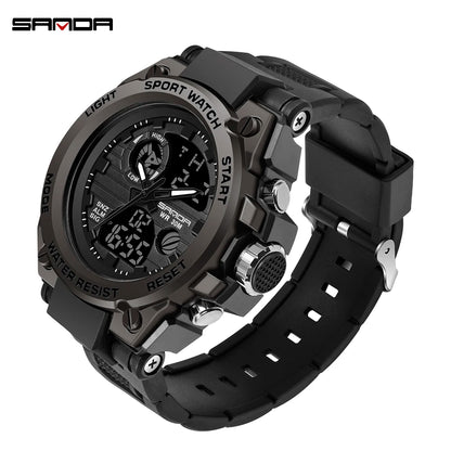 SANDA G Style Men Digital Watch Military Sports Watches Dual Display Waterproof Electronic Wristwatch Relogio Masculino 739