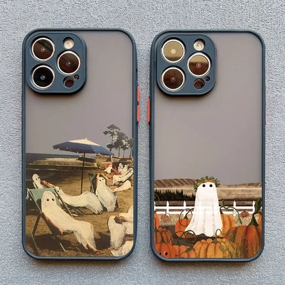 Cute Ghost Phone Case For iPhone 16 15 14 Plus 13 12 11 Pro Max Mini XS X XR SE2020 7 8 Plus Shockproof Back Cover Fundas Capa