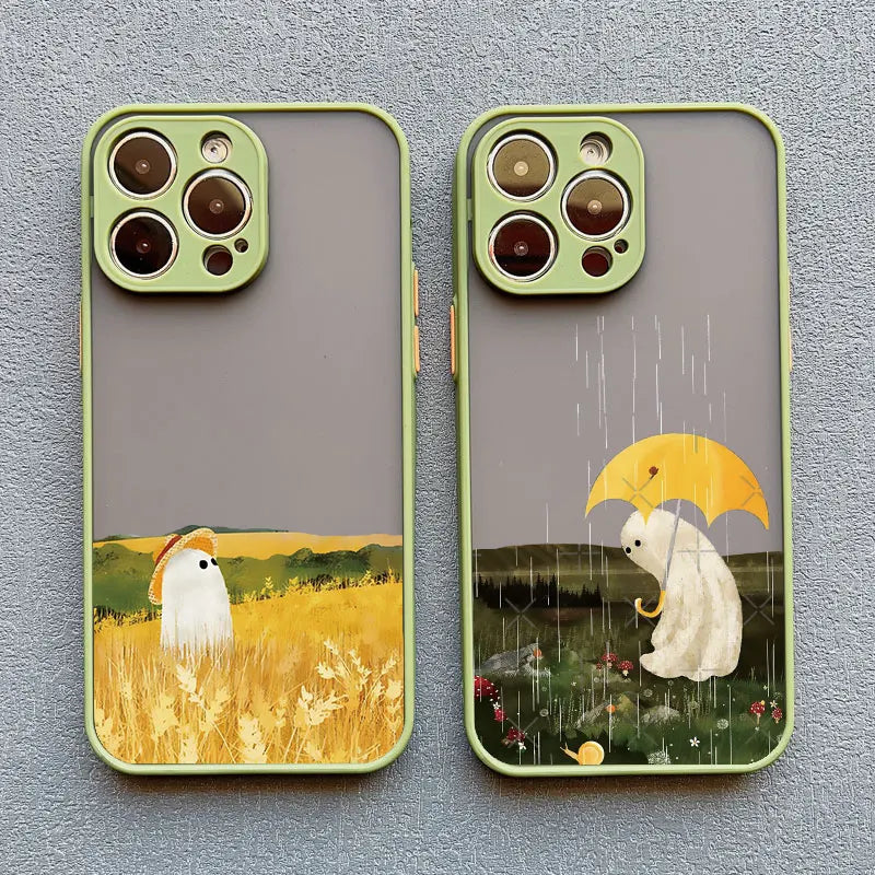 Cute Ghost Phone Case For iPhone 16 15 14 Plus 13 12 11 Pro Max Mini XS X XR SE2020 7 8 Plus Shockproof Back Cover Fundas Capa