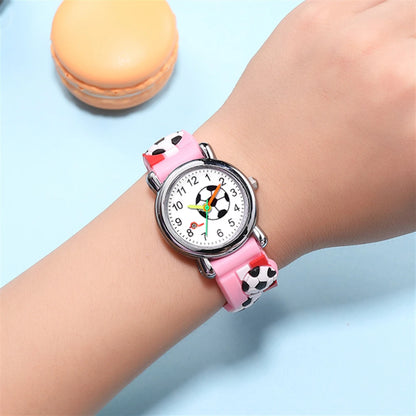 Fashion Children Students Watches Simple Cartoon Football Pattern Sports Watch Kids Boys Girls Gifts