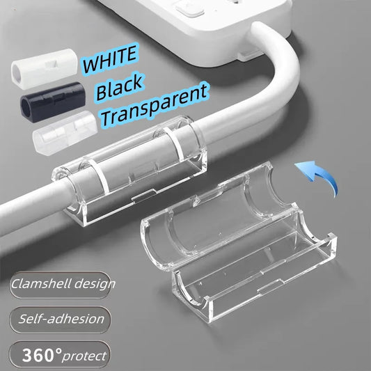 16/20pcs Cable Organizer Clip Snap Drop Wire Holder Cord Management Self-Adhesive Cable Fixed Clamp Office Deak Wiring Accessory