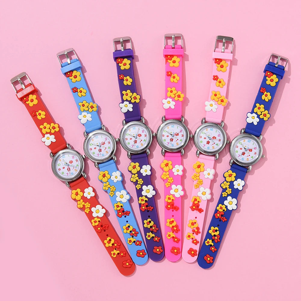 New Kids Watches Cartoon Watches Pink Silicone Quartz Wristwatch Birthday Gift Girl Boy Children Study Time Girl Watch Reloj