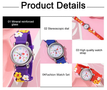 New Kids Watches Cartoon Watches Pink Silicone Quartz Wristwatch Birthday Gift Girl Boy Children Study Time Girl Watch Reloj