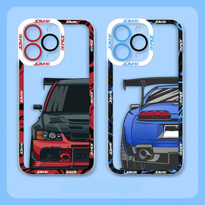 Sports Car Tokyo JDM Drift Angel Eyes Clear Soft Silicone Case For iPhone Apple 15 14 12 13 11 16 8 7 SE Plus X XR XS Max Case