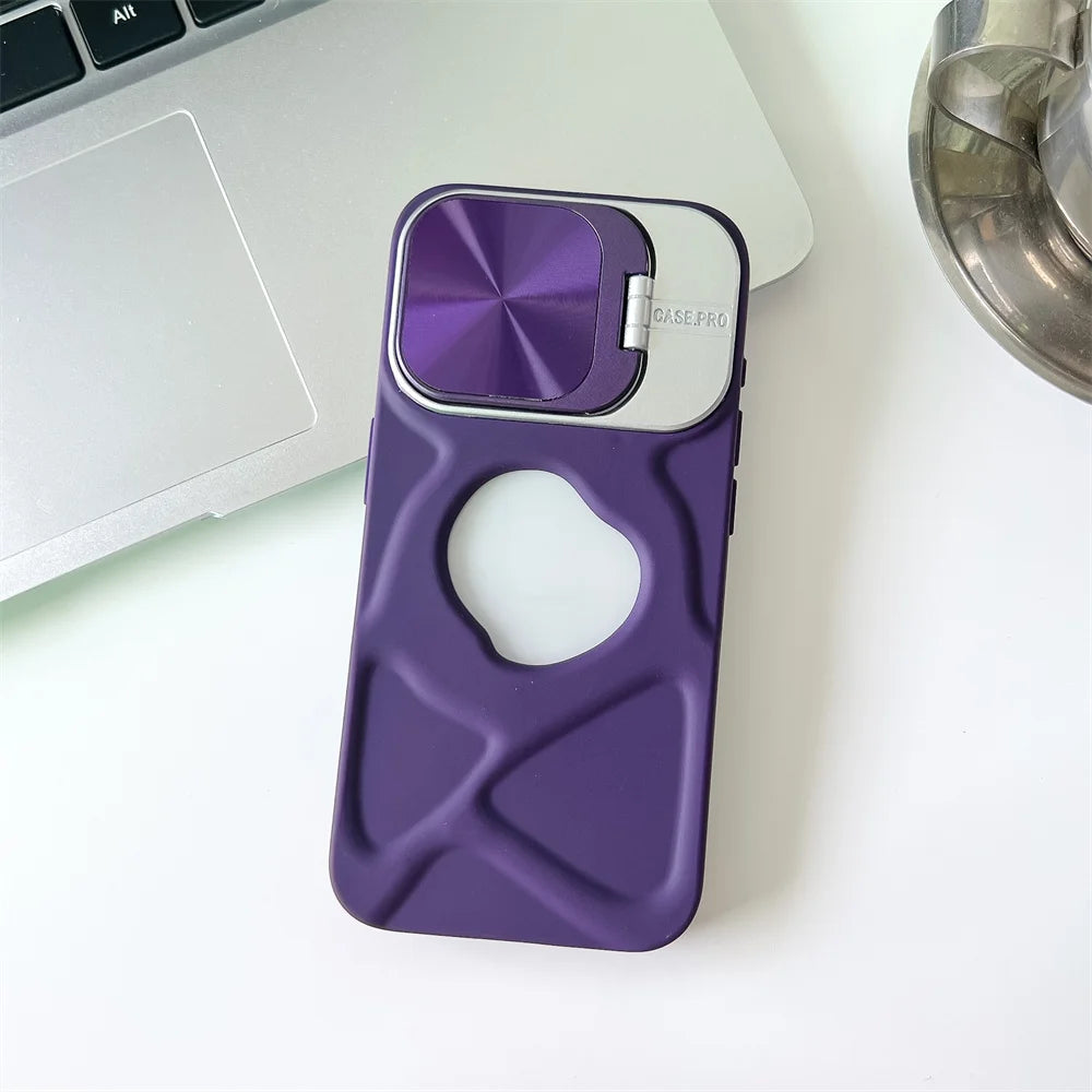 Fashion Logo Hole Magnetic Case for iPhone 11 12 13 14 15 16 Pro Max Plus Lens Protection Flip Stand Magsafe Silicone Soft Cover