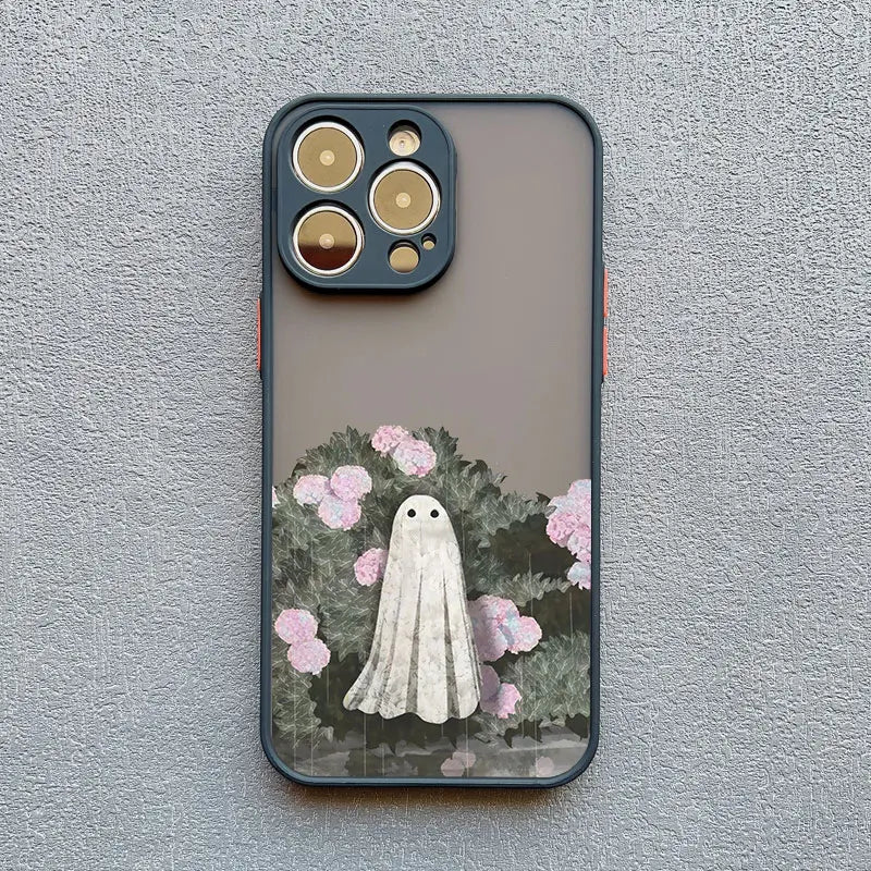 Cute Ghost Phone Case For iPhone 16 15 14 Plus 13 12 11 Pro Max Mini XS X XR SE2020 7 8 Plus Shockproof Back Cover Fundas Capa