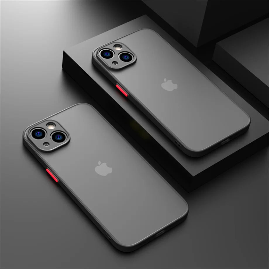 Shockproof Armor Matte Case For iPhone 16 15 14 Plus 13 11 12 Pro Max Luxury Silicone Bumper Clear Hard PC Back Cover Capa