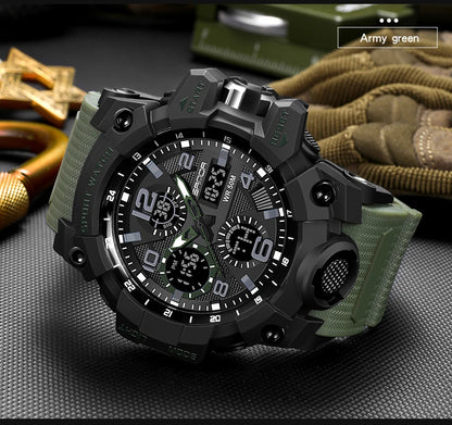 SANDA G Style Sports Military Men's Watches Waterproof Dual Display Quartz Wristwatch For Male Clock Stopwatch Relogios Masculin