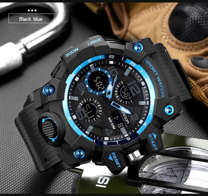 SANDA G Style Sports Military Men's Watches Waterproof Dual Display Quartz Wristwatch For Male Clock Stopwatch Relogios Masculin