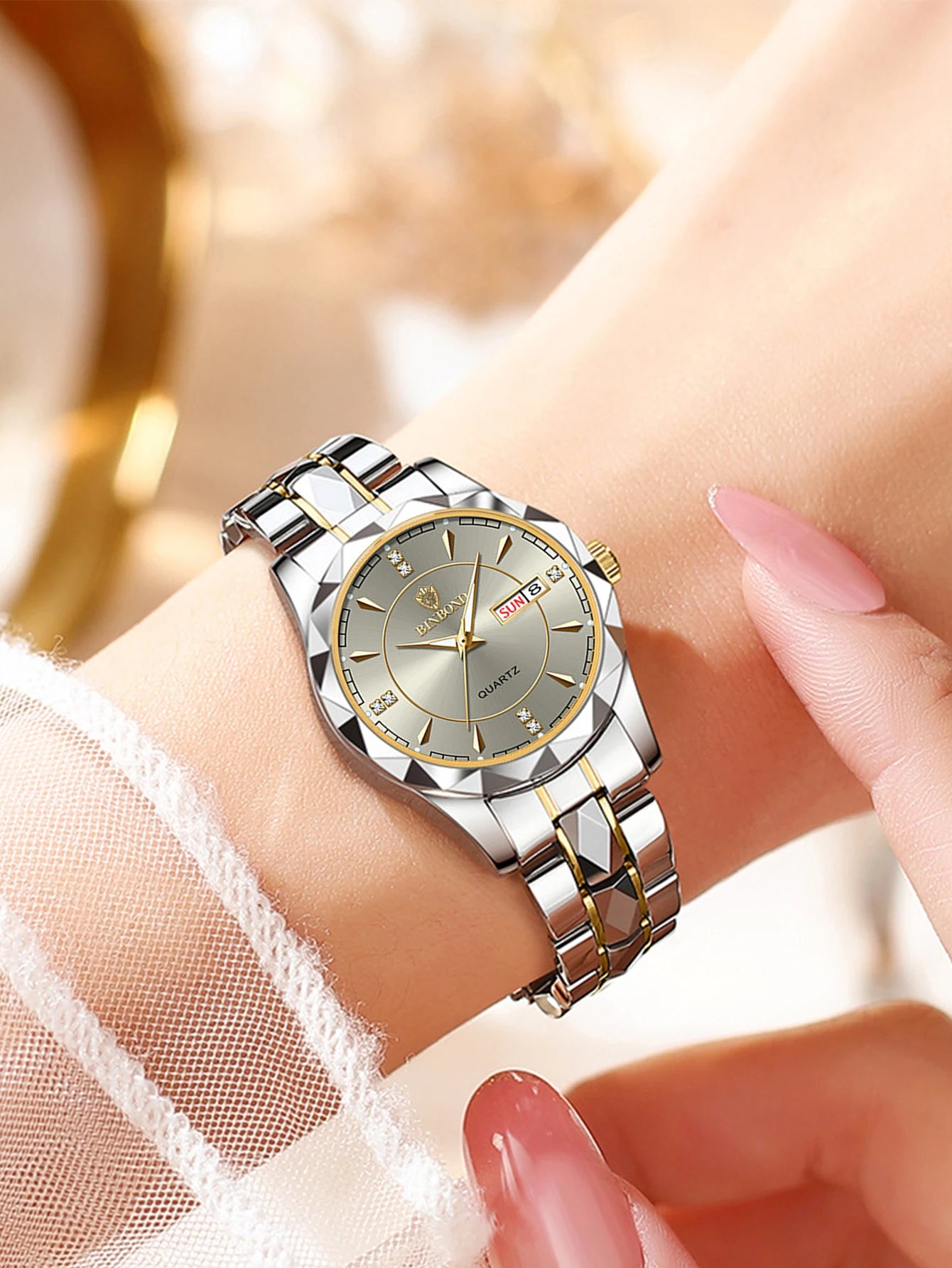 BINBONG Women Watches Luxury Fashion Ladies Quartz Watch Waterproof Luminous Date Stainless Wristwatch Girlfriend Lovers Gift