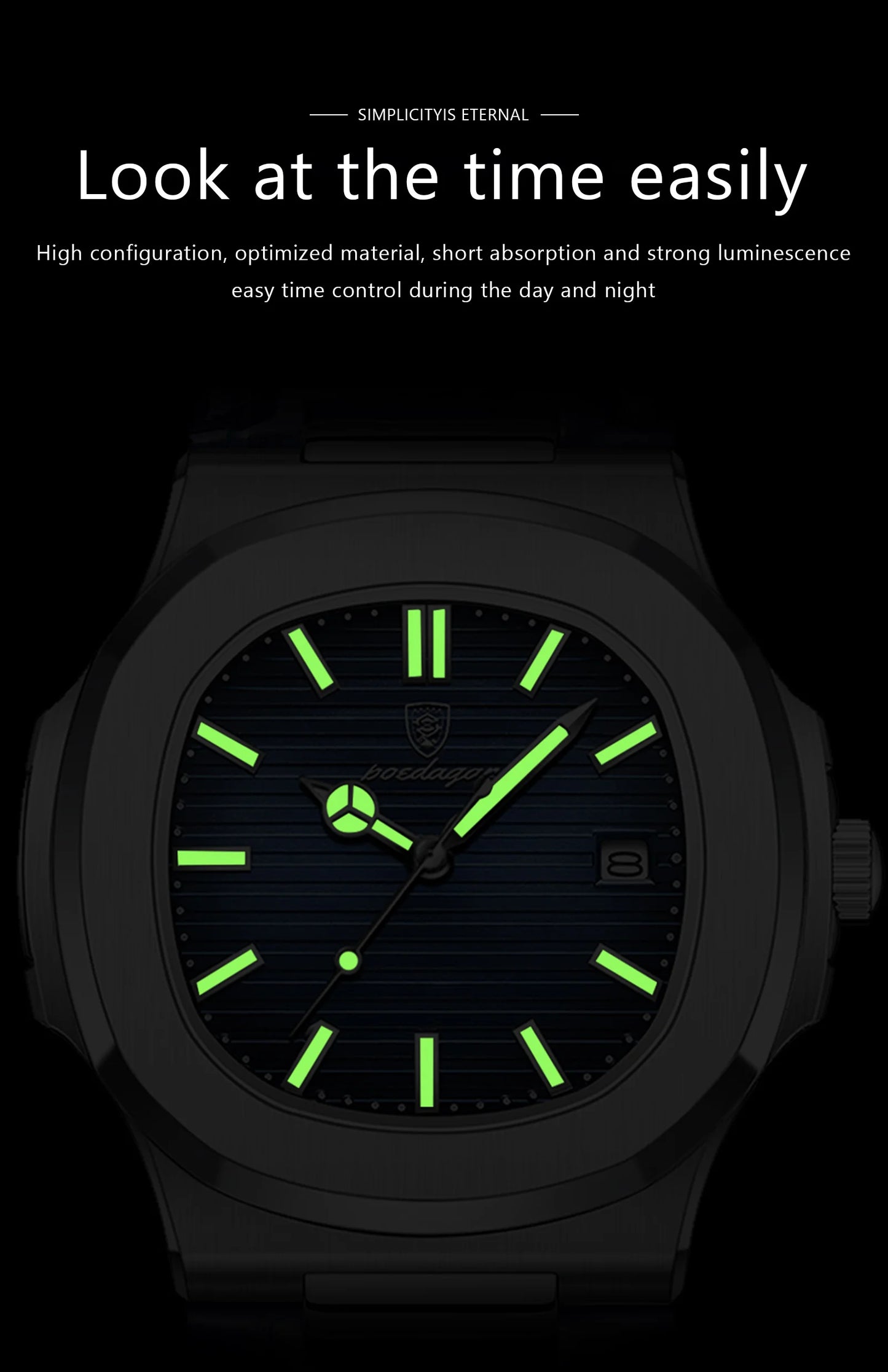 POEDAGAR Top Luxury Square Man Watch Date Waterproof Luminous Men Wristwatch High Quality Leather Men's Quartz Watches+Box Reloj