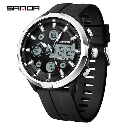 SANDA Top Brand G Style Men Watches 50M Waterproof Sports Military Quartz Watch For Male Double Display Digital Wristwatch Clock