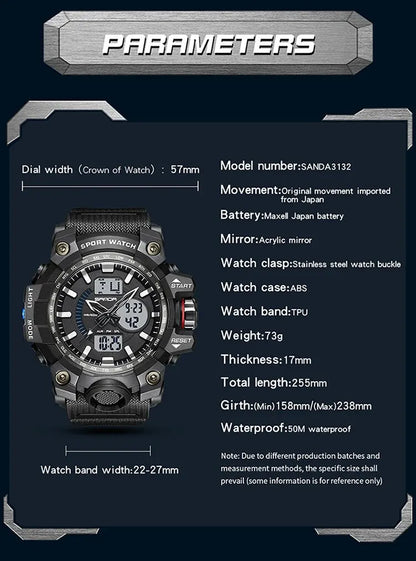 SANDA Brand G Style Military Watch Men LED Digital Shock Sport Watches For Man Waterproof Shockproof Electronic Wristwatch Mens