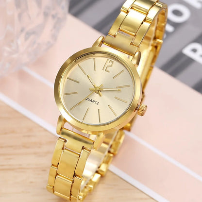 Ladies Fashion Simple Digital Alloy with Quartz Watch Bracelet 2pcs Set Luxury Women Simple Dial Ladies Watches Reloj Mujer