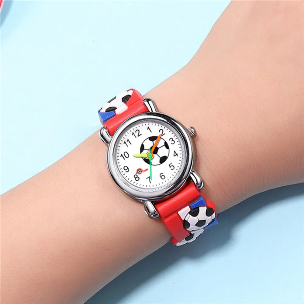 Fashion Children Students Watches Simple Cartoon Football Pattern Sports Watch Kids Boys Girls Gifts