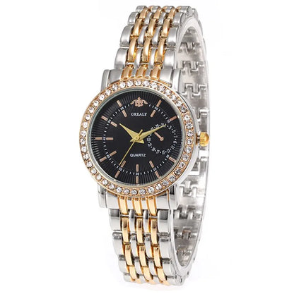 New Luxury Exquisite Women Quartz Watch Business Fashion Casual Round Rhinestone Quartz Watch Gift For Friends Family Relogio