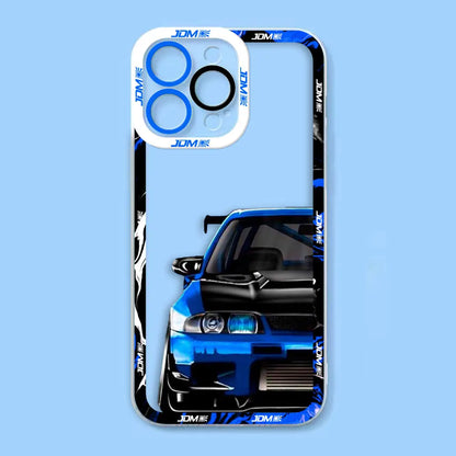 Sports Car Tokyo JDM Drift Angel Eyes Clear Soft Silicone Case For iPhone Apple 15 14 12 13 11 16 8 7 SE Plus X XR XS Max Case