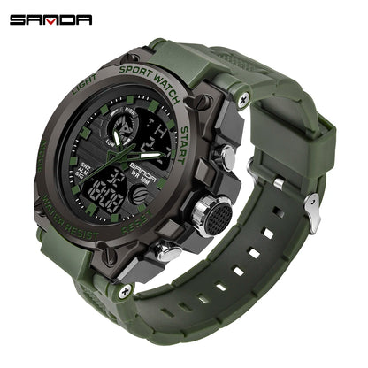 SANDA G Style Men Digital Watch Military Sports Watches Dual Display Waterproof Electronic Wristwatch Relogio Masculino 739