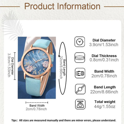 Women Fashion Watch Casual Bracelet Watches Glasses Set Ladies Simple Dial Quartz Wristwatches Dress Clock Montre Femme