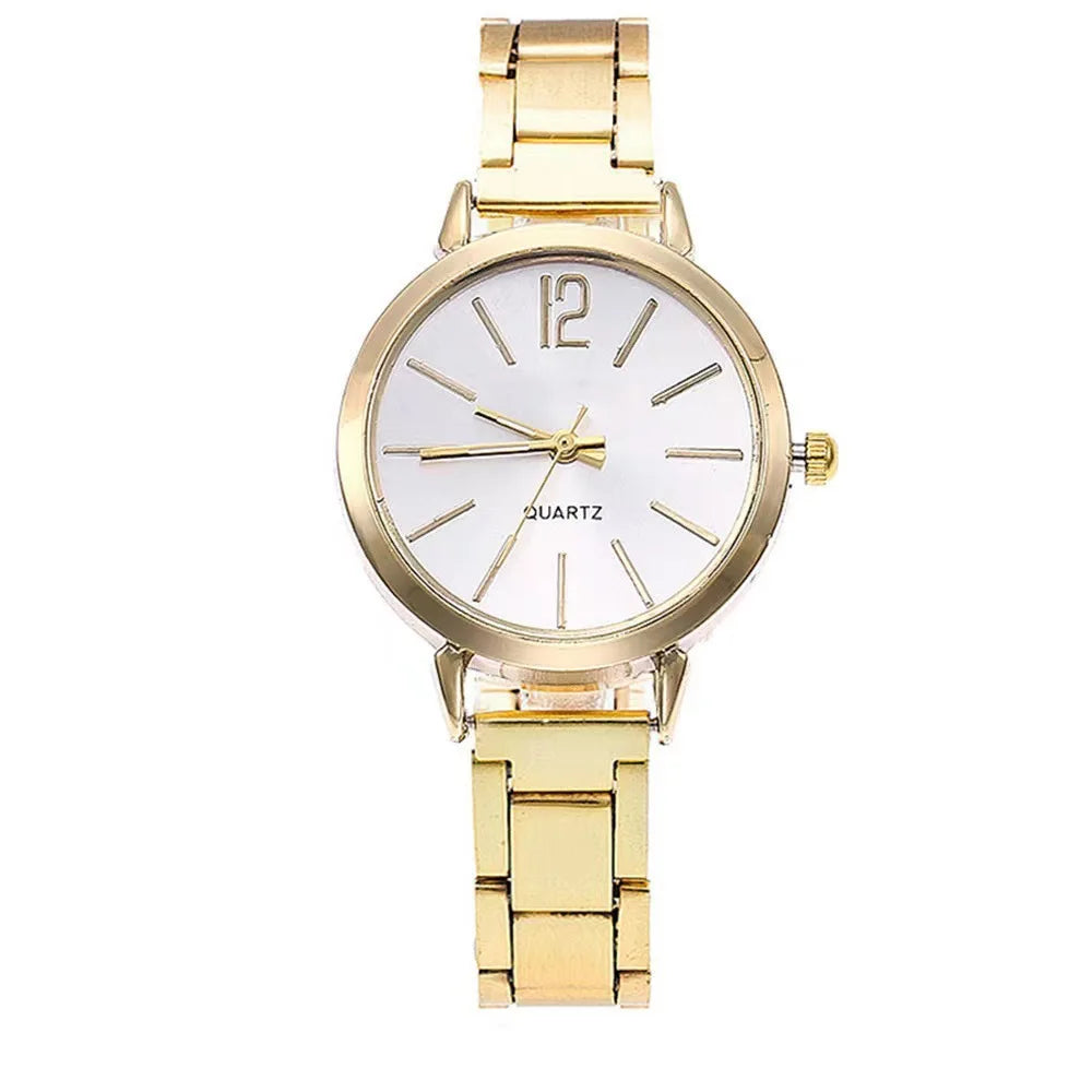 Fashion Gold Bracelet Quartz Wristwatch Luxury Watch for Women Simple Round Dial Stainless Students Ladies Watches Reloj Mujer