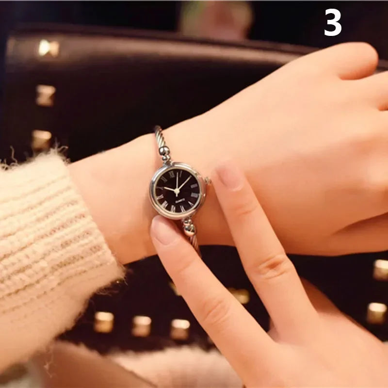 New Small Gold Bangle Bracelet Luxury Watches Stainless Steel Retro Ladies Quartz Wristwatches Fashion Casual Women Reloj Mujer