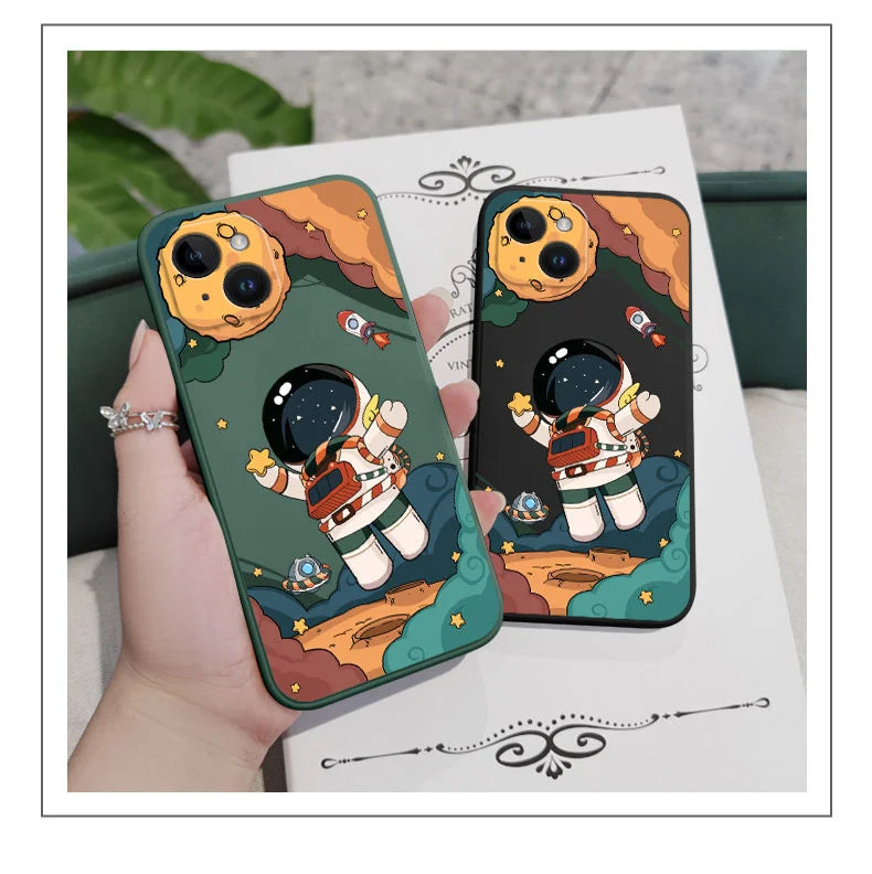 Hello Astronaut Phone Case For iPhone 16 15 14 13 12 11 Pro Max Mini X XR XS Plus Cover