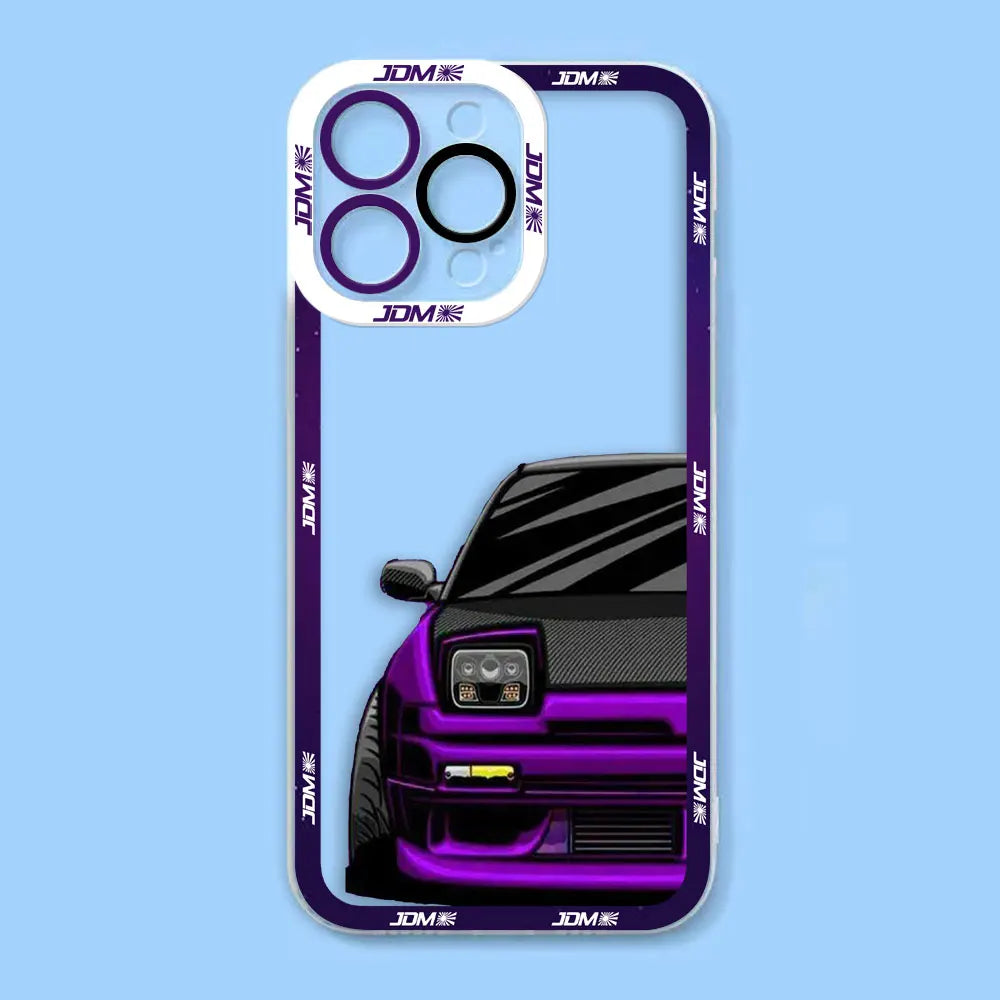 Sports Car Tokyo JDM Drift Angel Eyes Clear Soft Silicone Case For iPhone Apple 15 14 12 13 11 16 8 7 SE Plus X XR XS Max Case