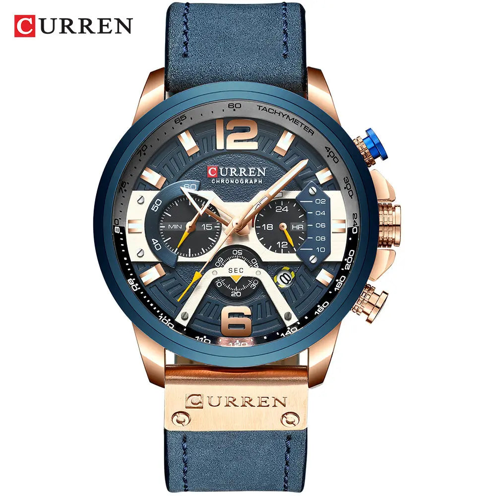 CURREN Casual Sport Watches for Men Top Brand Luxury Military Leather Wrist Watch Man Clock Fashion Chronograph Wristwatch