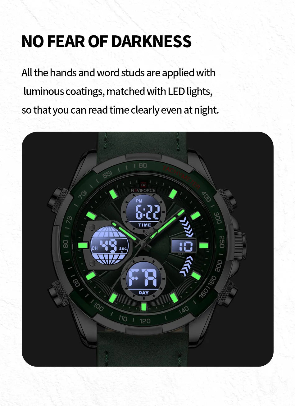 NAVIFORCE Fashion Military Watches for Men Luxury Original Sports Chronograph Watch Waterproof Quartz WristWatch Clock