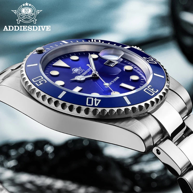 ADDIESDIVE Stainless Steel Watch Men's European and American Business Leisure Quartz Watch Waterproof Outdoor Sports Watch