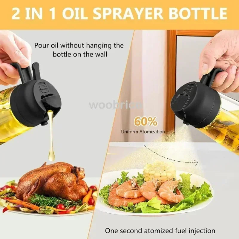 Dual-Purpose Glass Oil Sprayer – Leakproof Kitchen Bottle