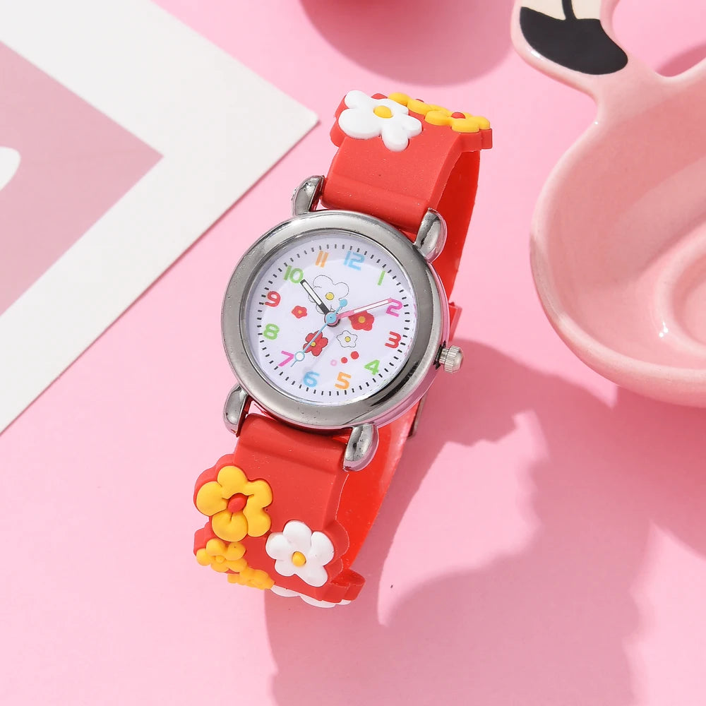 New Kids Watches Cartoon Watches Pink Silicone Quartz Wristwatch Birthday Gift Girl Boy Children Study Time Girl Watch Reloj