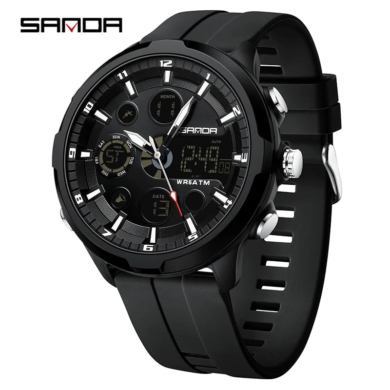 SANDA Top Brand G Style Men Watches 50M Waterproof Sports Military Quartz Watch For Male Double Display Digital Wristwatch Clock