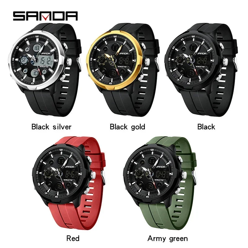 SANDA 9053  50M Waterproof Quartz Wristwatch for Male Relogios Masculino G Sports Military Men's Watches Luxury Digital Watch