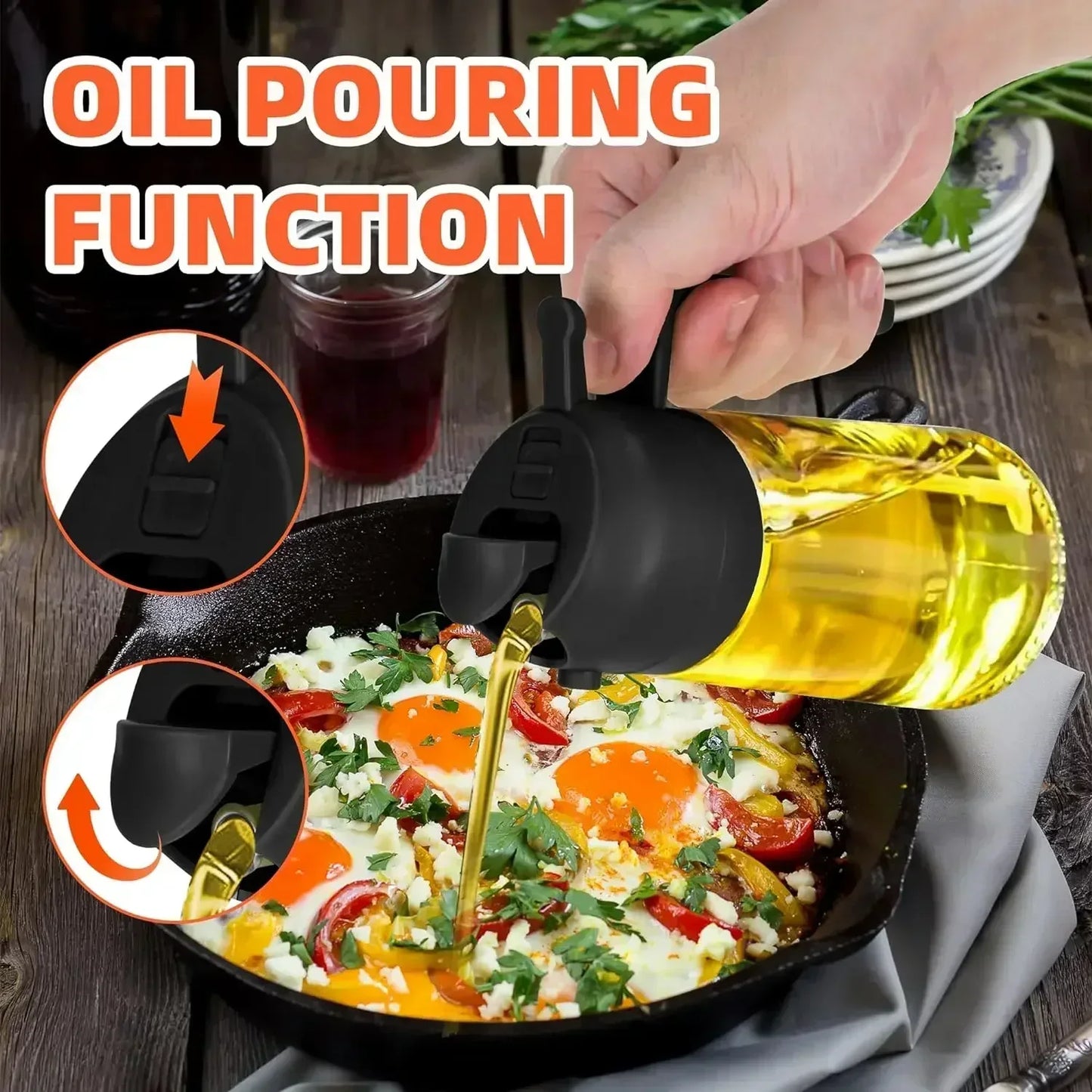 Dual-Purpose Glass Oil Sprayer – Leakproof Kitchen Bottle