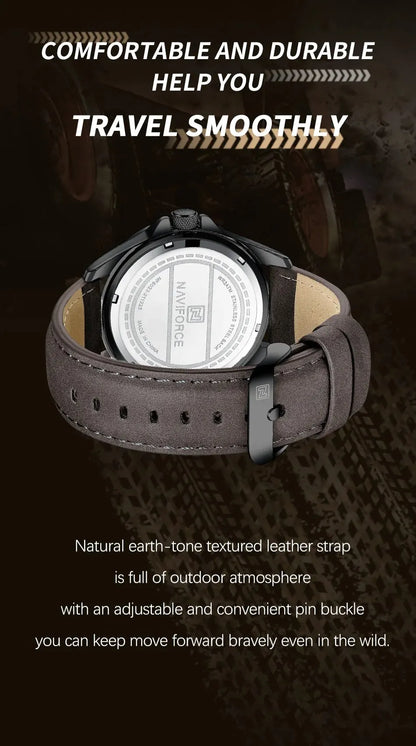 NAVIFORCE Men Casual Sport Military Quartz Calendar Wrist Watch for Man Business Leather Waterproof Male Clock Relogio Masculino