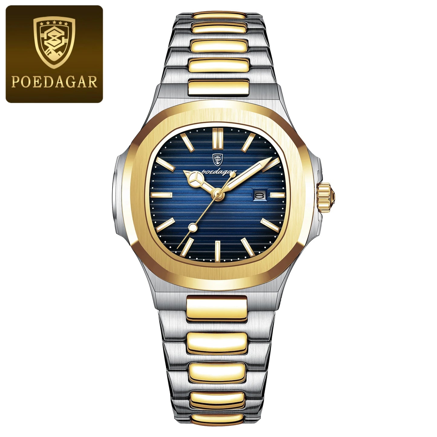 POEDAGAR Luxury Square Watch for Woman Waterproof Luminous Date Ladies Watch Stainless Steel Quartz Women's Watches Female Reloj