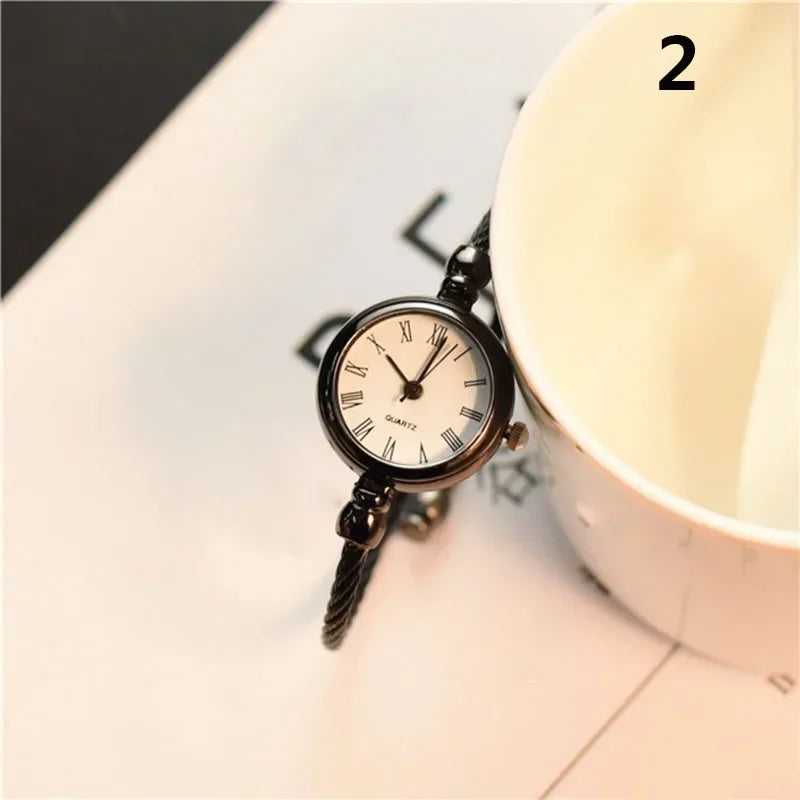 New Small Gold Bangle Bracelet Luxury Watches Stainless Steel Retro Ladies Quartz Wristwatches Fashion Casual Women Reloj Mujer