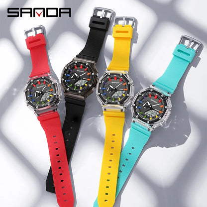 SANDA G Style Electronic Watch Multifunctional Fashionable LED Digital Watch Military Alarm Clock Shock Quartz Watch Relogios