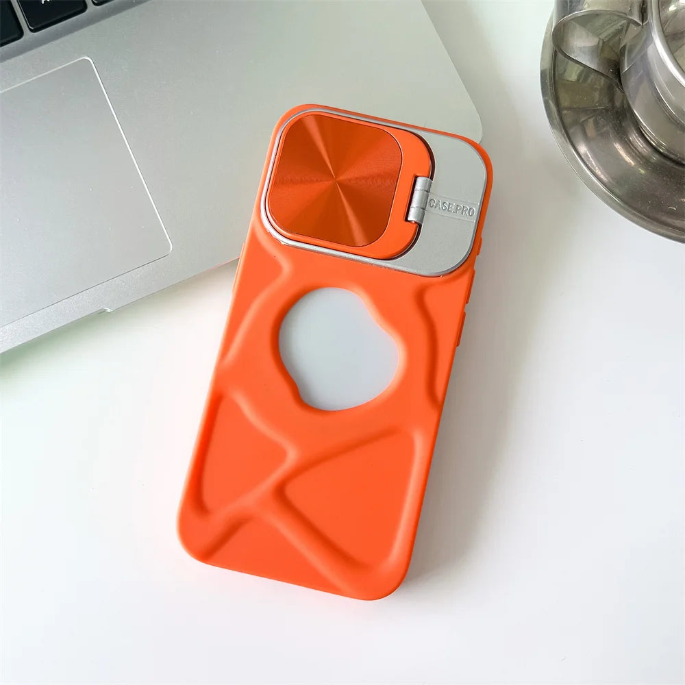 Fashion Logo Hole Magnetic Case for iPhone 11 12 13 14 15 16 Pro Max Plus Lens Protection Flip Stand Magsafe Silicone Soft Cover